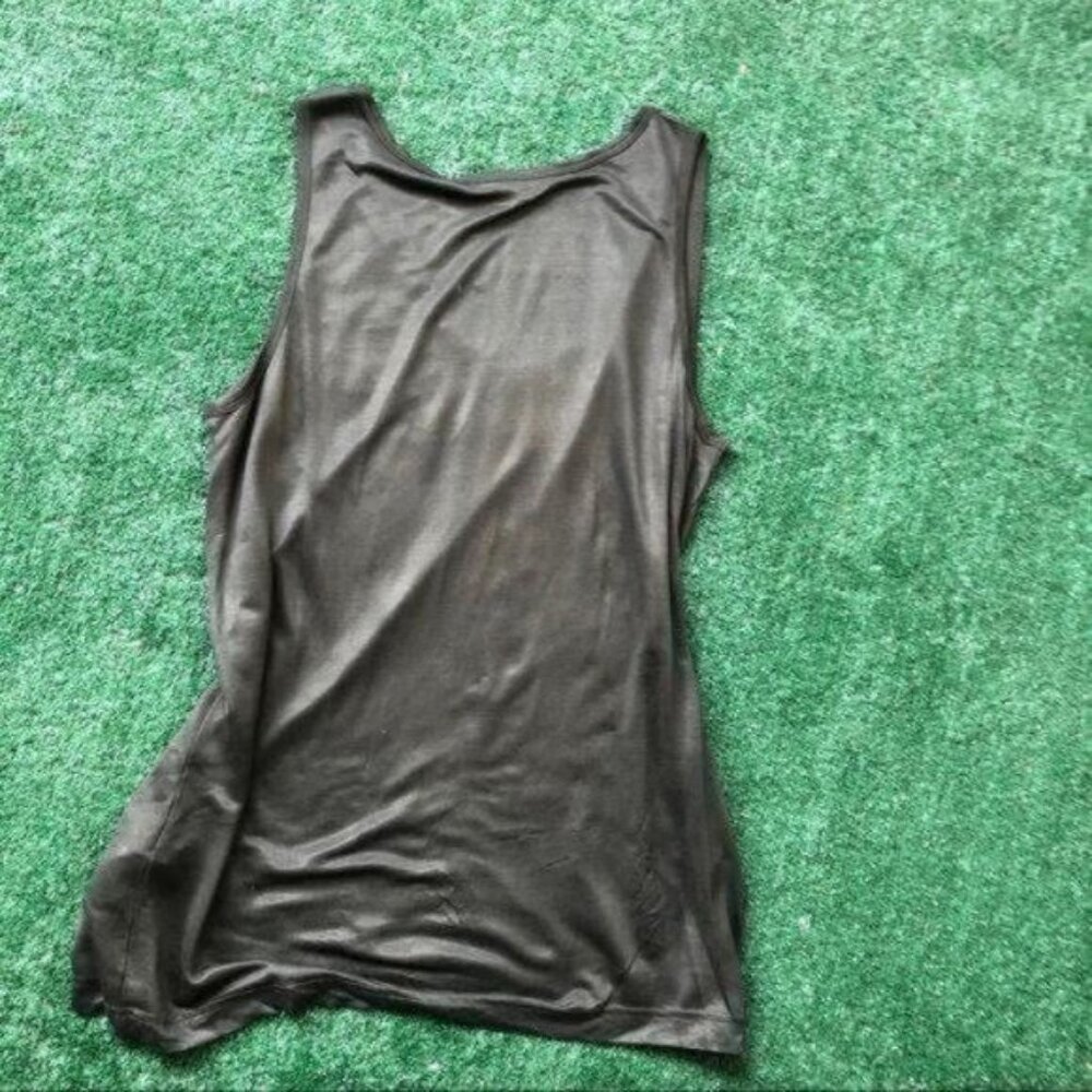 Olive Green Sleeveless Shirt Scoop Neckline Size L - Picture 6 of 6